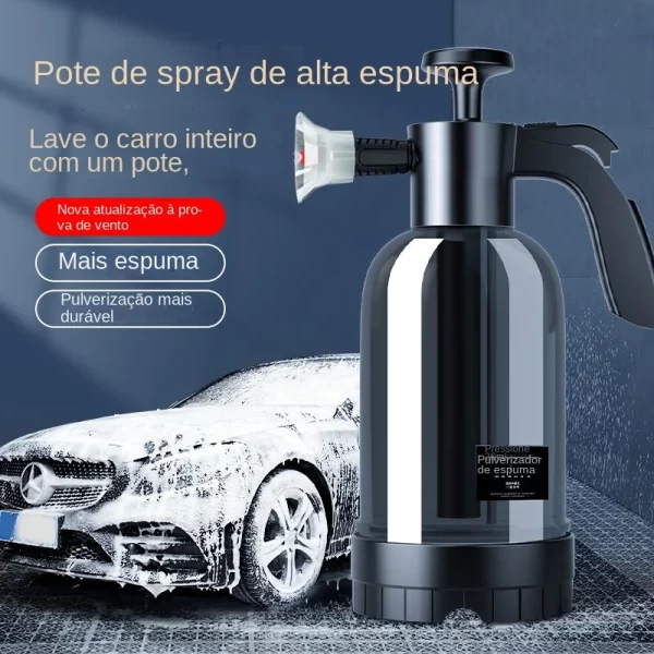 Pulverizador De Espuma De Bomba De Mão Com 3 Tipos De Bicos, Canhão De Espuma Pneumático, Neve Car Wash Spray Garrafa, Limpeza Da Janela Do Carro, 2L