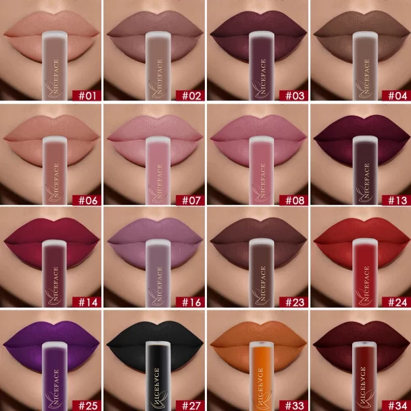 Niceface cor quente brilho labial à prova dwaterproof água fosco lipsgloss duradouro nude batom líquido cosmético sexy mulher tonalidade labial maquiagem mancha - Image 4