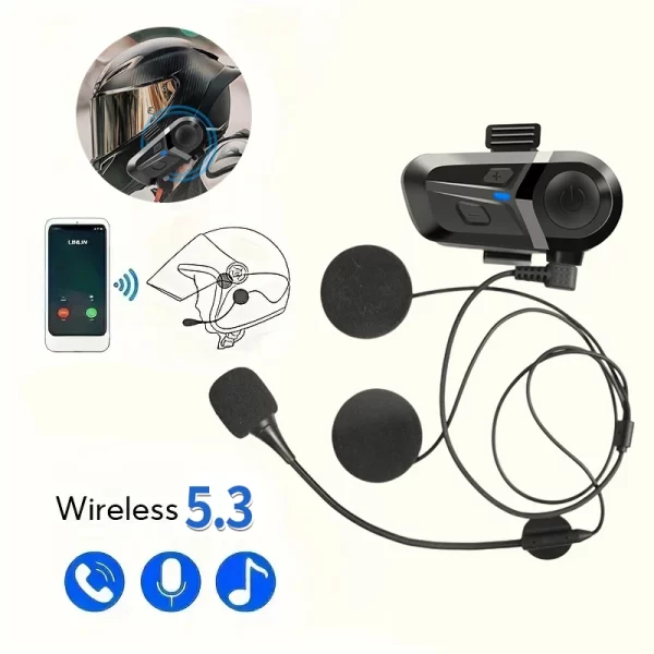 Fones De Ouvido Sem Fio Da Motocicleta, Capacete Headset, Fones De Ouvido Bluetooth 5.3, Fone De Ouvido De Moto, Handsfree Stereo Earbud