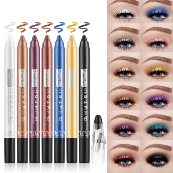 Caneta de sombra para os olhos com 12 cores, delineador waterproof de longa duração, à prova waterproof, brilhante, prata, roxa, cosméticos - Image 5